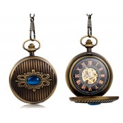 Orologio analogico meccanico da tasca - decorazioni blu e color bronzo
